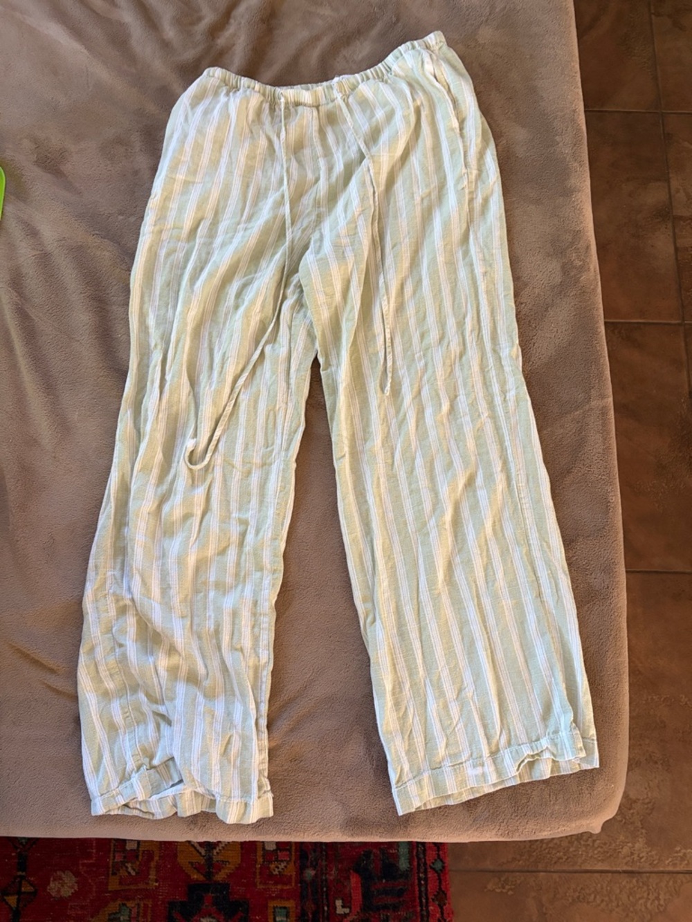 Light Blue Stripe Wide-Leg Lounge Pants